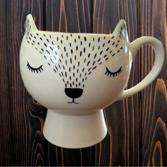 Sweet Sleeping Fox Large Mug Round Pedestal Base 20oz White Farm Animal Cup - Picture 3 of 7